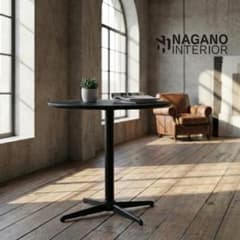 美品 ナガノインテリア レッドオーク材 DT629-3S 円形テーブル 幅75