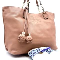 極美品✨トリーバーチ トートバッグ しぼ革 ボンボンチャーム ブラウン