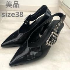 美品　ブラック　ハイヒール ミュール　25cm 38サイズ y2kのサムネイル