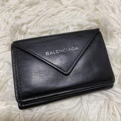 【美品✨】 バレンシアガ　折り財布　ペーパー　ブラック　レザーのサムネイル