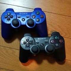 PS3 純正 コントローラー 2個 ジャンク品 青色 黒色のサムネイル