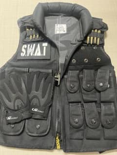 SWAT 大人用 コスプレ 3点セット ブラック 黒 ハロウィンのサムネイル