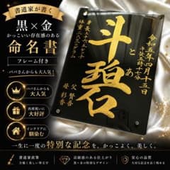 【命名書】黒と金で魅せる、凛とした一枚｜高級感×書道家直筆／オーダー／出産祝いのサムネイル