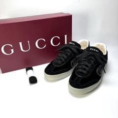GUCCI ベルベットスニーカー ベロア スエード 37 黒 ラバーソール GUCCI ベルベットスニーカー ベロア スエード 37 黒 ラバーソール