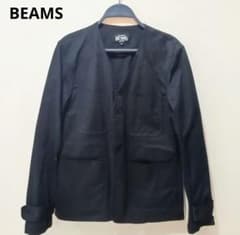 【美品】BEAMS ビームス ノーカラー エンジニア ジャケット M ブラックのサムネイル