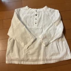 リネン ホワイト 五分袖シャツのサムネイル