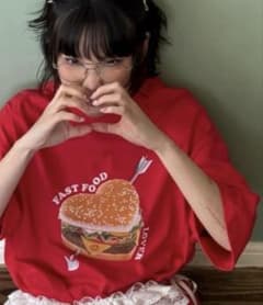 ハートバーガー 半袖Tシャツ レッドのサムネイル