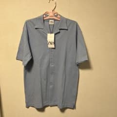 ZARA オープンカラーシャツ ブルーSメンズのサムネイル