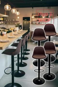 バーチェア 4脚セット ブラウン×ブラック - メルカリ