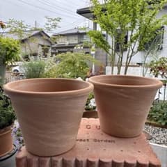 Deroma】デローマ社 マーブル模様テラコッタ植木鉢 直径24cm2個セット