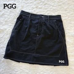 美品✨パーリーゲイツ ピージージー 裾プリーツ スカート ネイビー