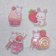 うさぎスイーツアクリルプレートビーズ4個セットのサムネイル