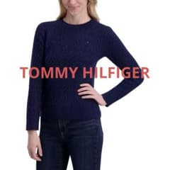 TOMMY HILFIGER ケーブルニット セーター ネイビー Mのサムネイル