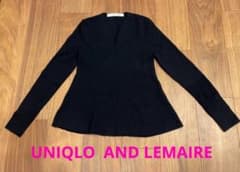UNIQLO  LEMAIRE ミラノリブフレアVネックセーター ネイビー　Mのサムネイル