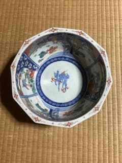 蔵出し古美術骨董品　古伊万里色絵付け麒麟八寸鉢　食器鉢　コレクション品 蔵出し古美術骨董品 古伊万里色絵付け麒麟 食器鉢 コレクション品