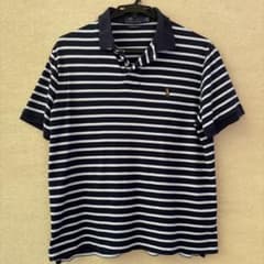 Polo Ralph Lauren ネイビー/ホワイト ストライプ ポロシャツ - メルカリ