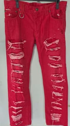 ロエン　Roen レッドスワロスカル　クラッシュデニムパンツ　34 XL ロエン Roen レッドスワロスカル クラッシュデニムパンツ 34 XL - メルカリ