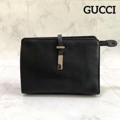 GUCCI グッチ レザー 金具 ポーチ セカンドバッグ ブラックのサムネイル