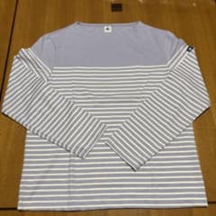 PETIT BATEAU ボーダー長袖カットソー パープル Sのサムネイル