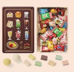 限定品「メリーチョコレートはじけるキャンディーチョコレート 」喫茶メニュー缶①のサムネイル