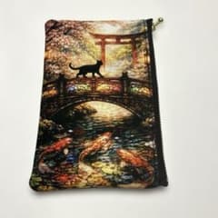 フラットポーチ ねこ柄 鯉 両面パネル ❤️ハンドメイド - メルカリ