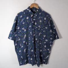 総柄 半袖シャツ XL ブルー メンズ 古着のサムネイル