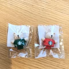 スタバ＊ドリンクホールキャップ＊ベアリスタ＊グリーン＆レッドのサムネイル