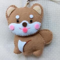 시바개 두시 시바 ①코로 사랑스러운 혀 마스코트 엷은 차 펠트 핸드메이드 이누