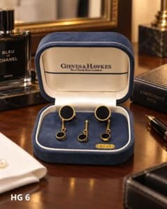 GIEVES&HAWKES オニキス カフス スタッド 5点 箱付 - メルカリ
