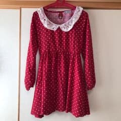 春秋冬 フリル襟付き 水玉 ワンピース ミニーなどのコスプレにものサムネイル