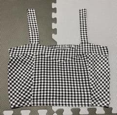 ブラック ギンガムチェック キャミソール ビスチェ レディース