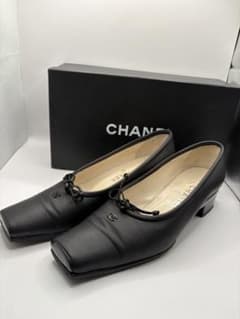 CHANEL スクエアバレエシューズ ブラック　38サイズ（約24.5）美品 CHANEL スクエアバレエシューズ ブラック 38サイズ（約24.5）美品