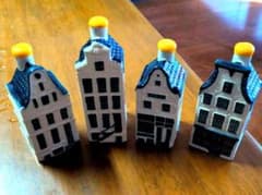 かわいい】BOLS KLM オランダ航空デルフト焼陶器製ブルーハウス4個 