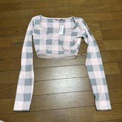 la Vie en Rose チェック柄長袖クロップド丈トップスのサムネイル