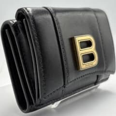 バレンシアガ アワーグラス コンパクトウォレット レザー 3つ折り 財布 Ｂロゴ バレンシアガ アワーグラス コンパクトウォレット レザー 3つ折り 財布