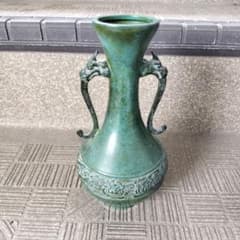 青銅製 双耳花瓶 龍装飾 骨董品 - メルカリ