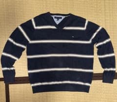 TOMMY HILFIGER Vネック ニット セーター ボーダー XLのサムネイル