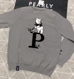 新品 パーリーゲイツ×Disney プー ボーダーニット(5)サイズL/白黒 新品 パーリーゲイツ×Disney プー ボーダーニット(5)サイズL/白黒