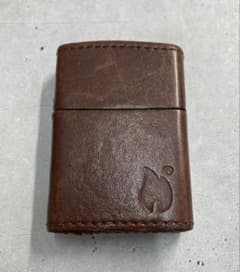 ZIPPO ライター 革巻き ジッポ ブラウン 炎柄 茶 シンプル レザー