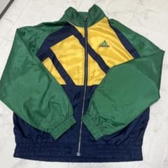 adidas ナイロンジャケット グリーン イエロー ネイビー 刺繍ロゴのサムネイル