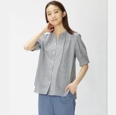 J.PRESS LADIES BEZ リネン変形ギンガム バンドカラー ブラウス - メルカリ