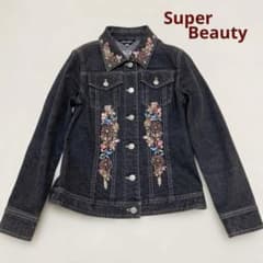 極美品 スーパービューティー　デニムジャケット ビジュー 花柄刺繍  XL スーパービューティー デニムジャケット ビジュー 刺繍 40 - メルカリ