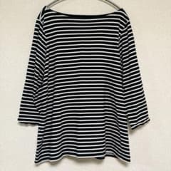 ★カットソー ボートネック 七分袖 ボーダー 【L 】黒白 綿 普段着
