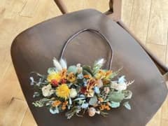 ハンドメイド ドライフラワーハーフリース約30cmのサムネイル