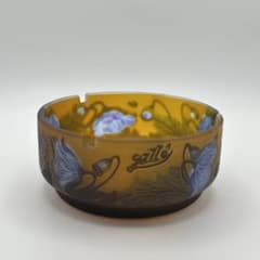 エミールガレ カメオ彫り 茶器 茶碗 ガラス 置物 花柄 朝顔 マルチ