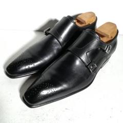 c1022 【数回着用程度・美品】 サントーニ ダブルモンクストラップ 6 黒