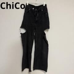 Chico レディース黒デニム　スリットのサムネイル