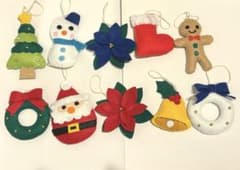 クリスマスオーナメント　フェルト製　ハンドメイド　10個セットのサムネイル