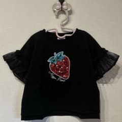 新品 メゾピアノ Bigイチゴ袖フリル 半袖Tシャツ 黒 120cm - メルカリ