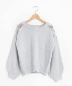 MAJESTIC LEGON ショルダーレースシャギープルオーバー グレーのサムネイル